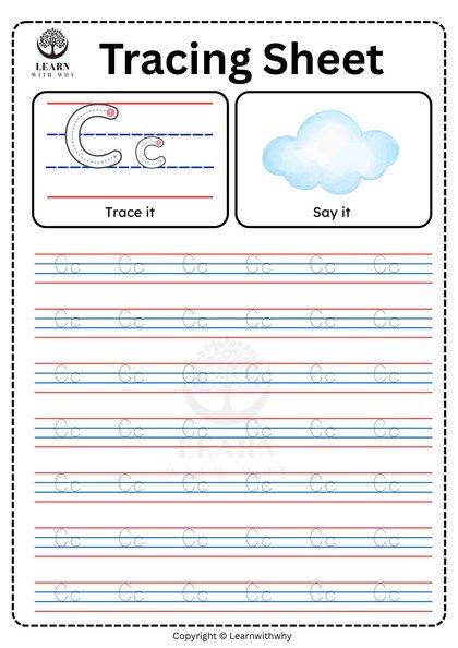 Alphabet C — tracing sheet worksheet preview