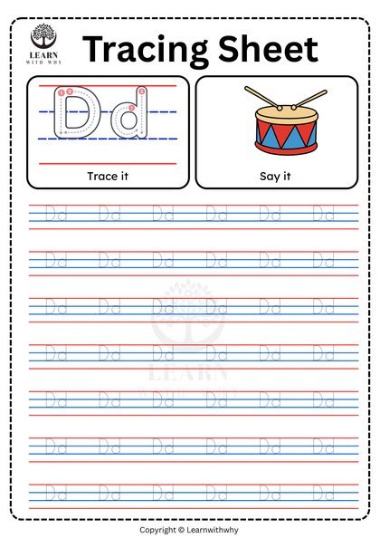 Alphabet D — tracing sheet worksheet preview