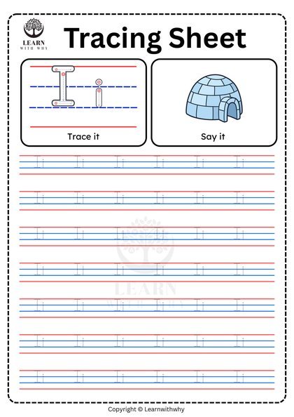 Alphabet I — tracing sheet worksheet preview