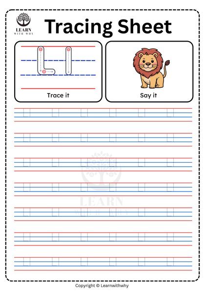 Alphabet L — tracing sheet worksheet preview