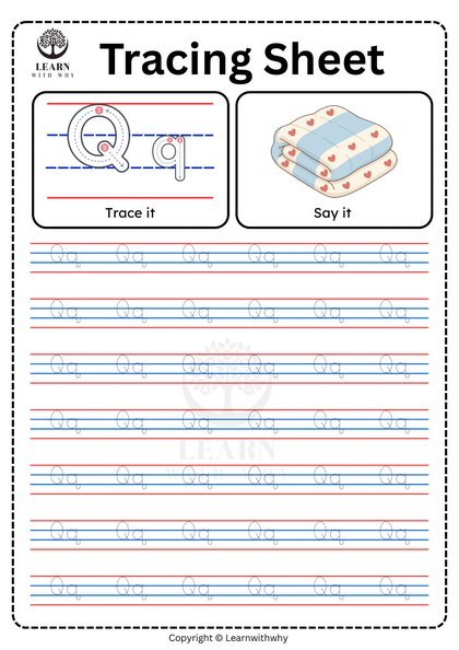Alphabet Q — tracing sheet worksheet preview