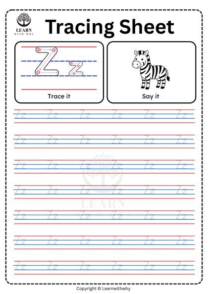 Alphabet Z — tracing sheet worksheet preview