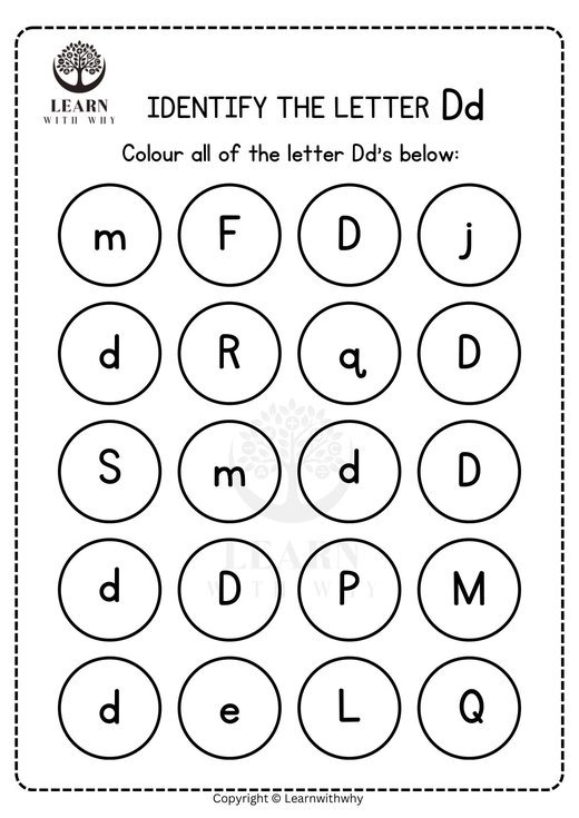 Colour the letter D worksheet preview