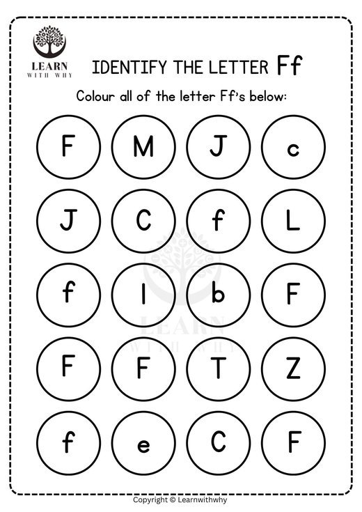 Colour the letter F worksheet preview