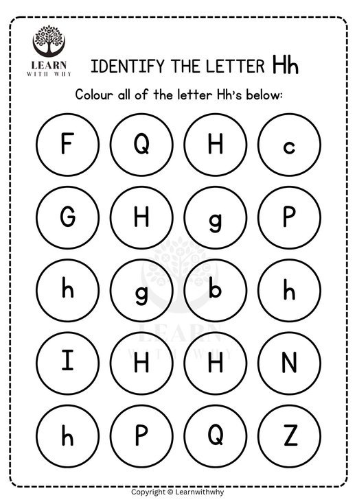 Colour the letter H worksheet preview