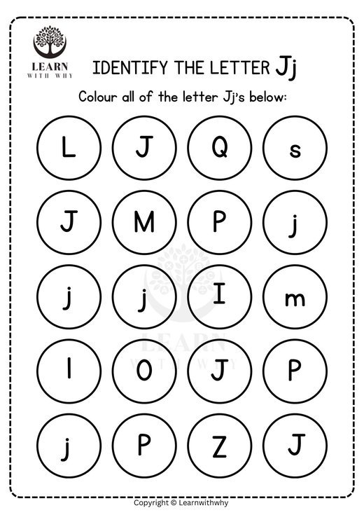 Colour the letter J worksheet preview