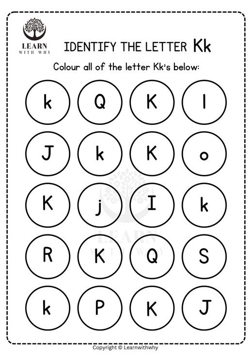 Colour the letter K worksheet preview