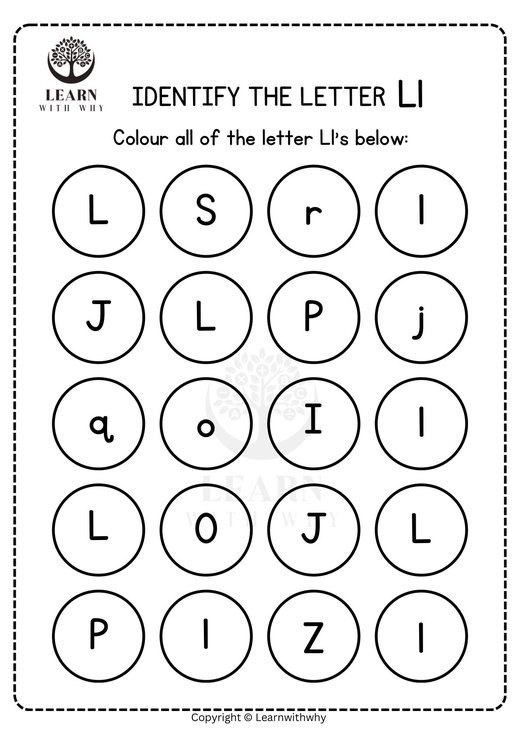 Colour the letter L worksheet preview