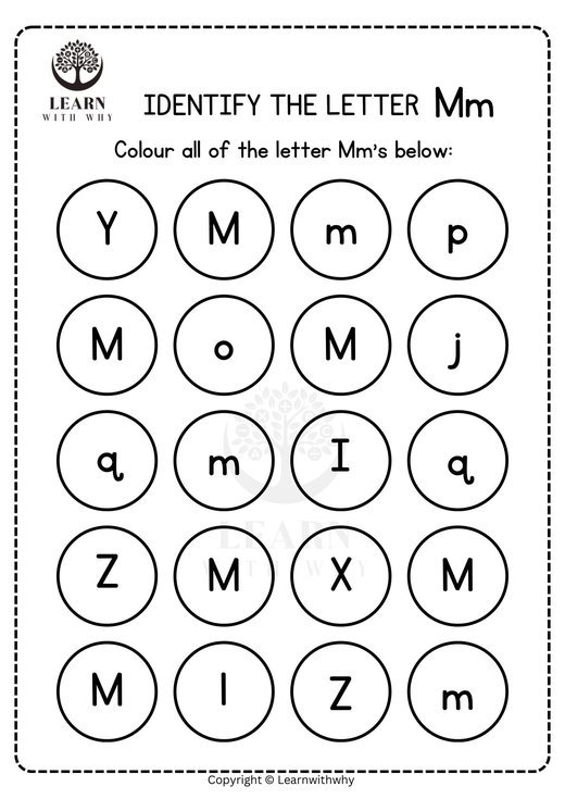 Colour the letter M worksheet preview