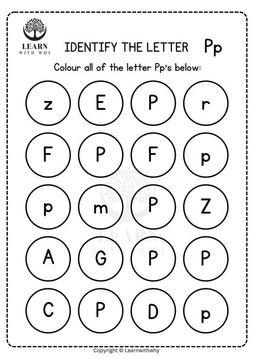 Colour the letter P worksheet preview