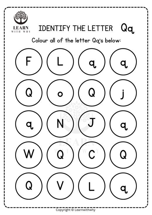 Colour the letter Q worksheet preview