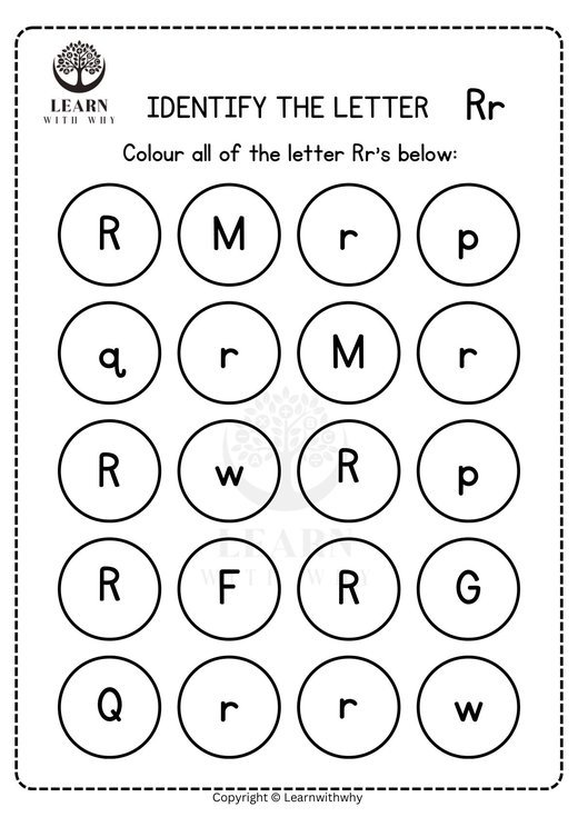 Colour the letter R worksheet preview