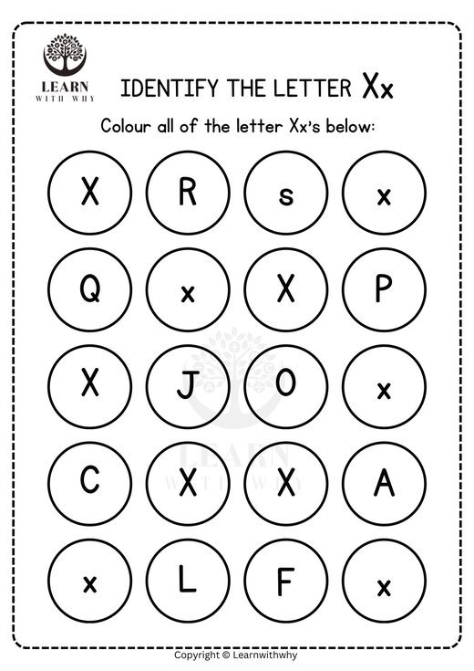 Colour the letter X worksheet preview