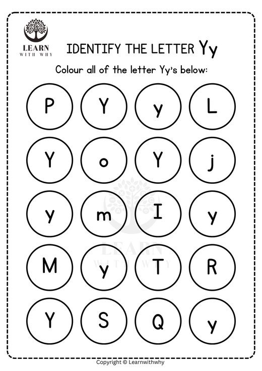 Colour the letter Y worksheet preview