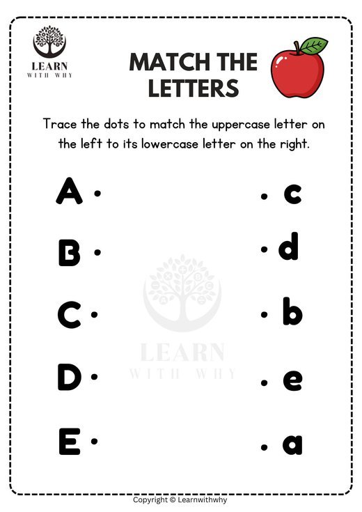 Match the letters A–E worksheet preview