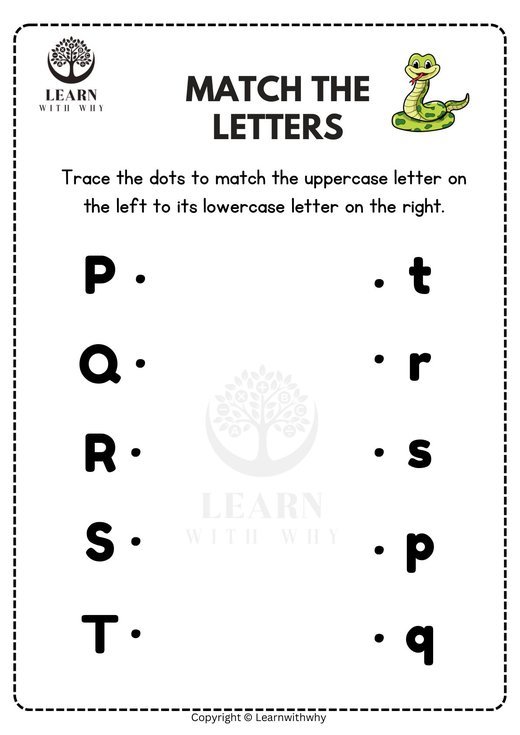 Match the letters P–T worksheet preview