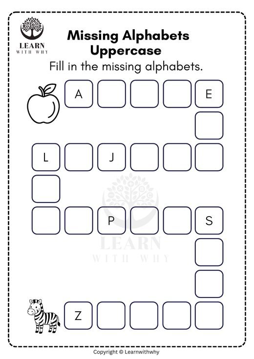 Missing capital letters 2 — alphabet path worksheet preview