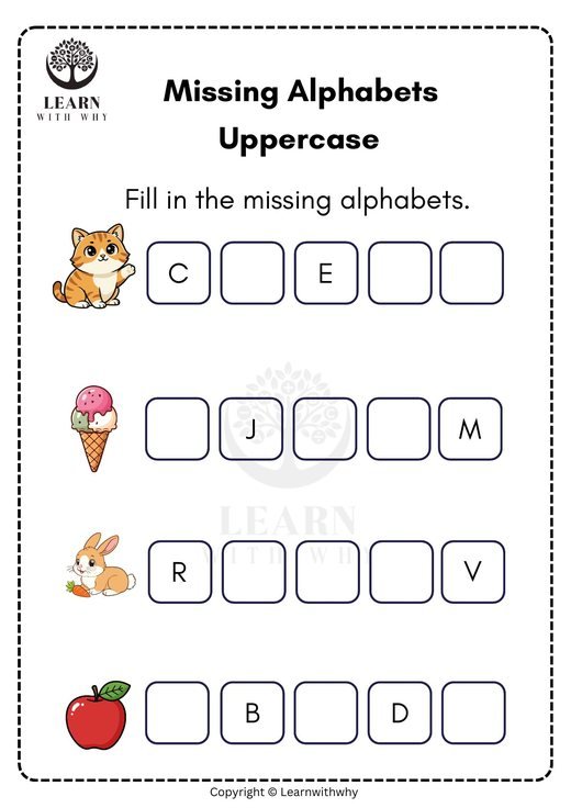 Missing capital letters 3 — rows with pictures worksheet preview