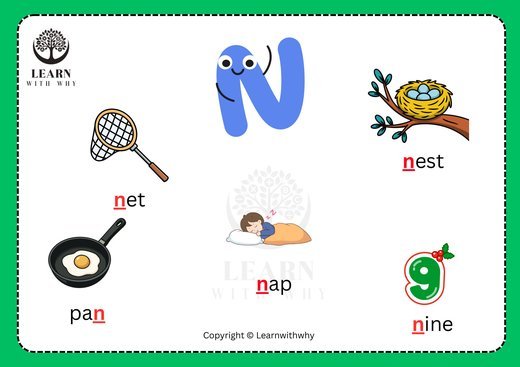 Letter N — picture reading chart worksheet preview
