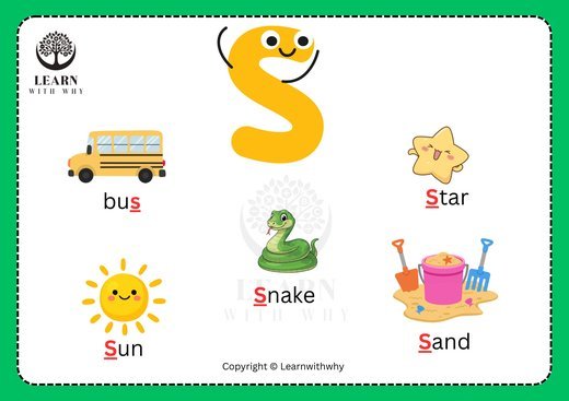 Letter S — picture reading chart worksheet preview