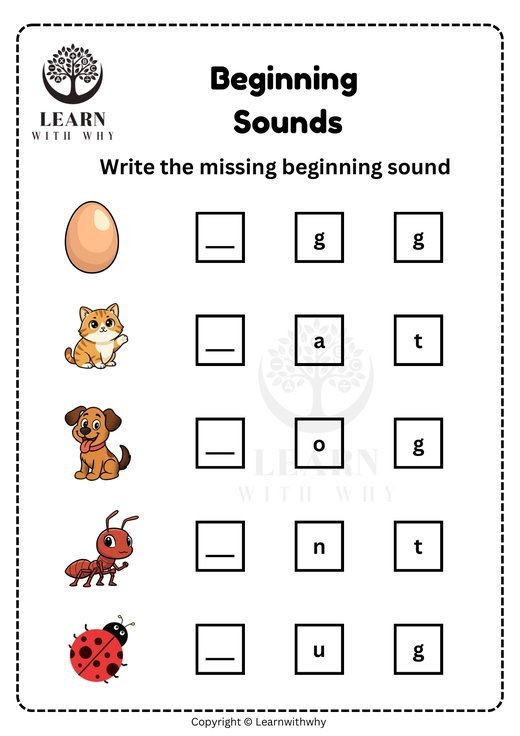 Beginning Sound 1 — write the missing sound worksheet preview