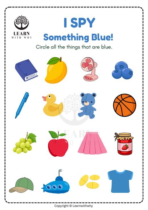 Colours 6 — I spy something blue worksheet preview