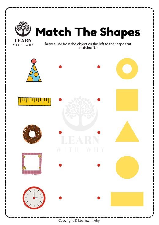 Shapes 3 — match objects to shapes worksheet preview