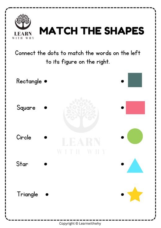 Shapes 4 — match the word to the shape worksheet preview