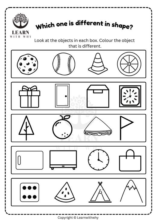 Shapes 7 — which one is different? worksheet preview