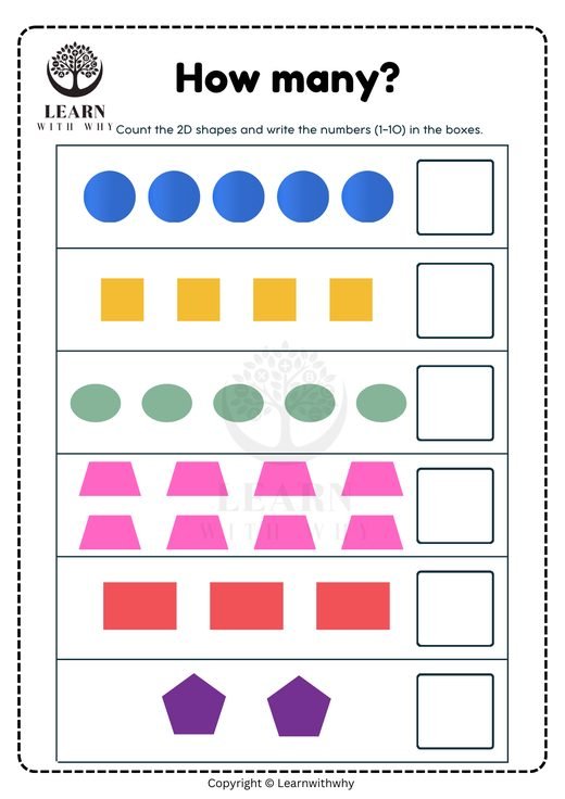Shapes 9 — count the shapes worksheet preview
